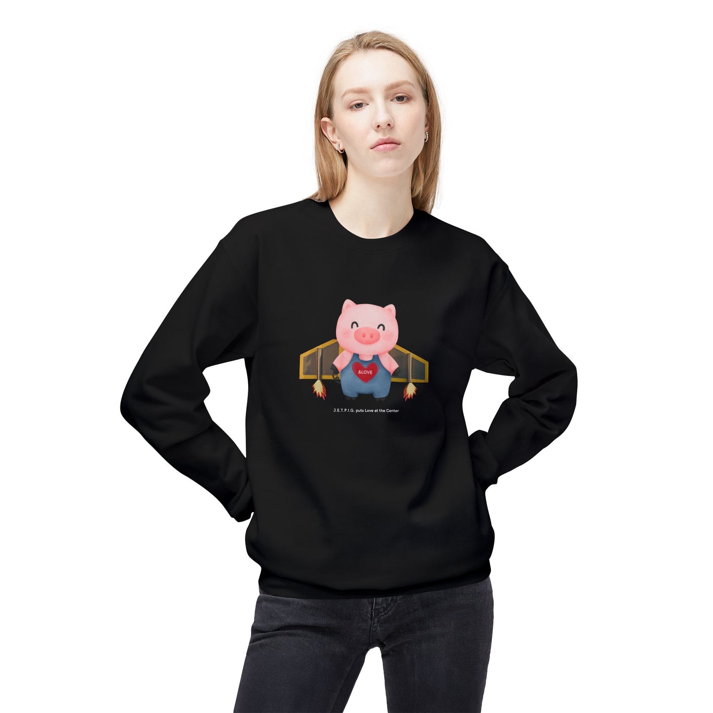 UU JETPIG Unitarian Universalist Sweatshirt - Adult - Unisex Midweight Softstyle Fleece Crewneck Sweatshirt