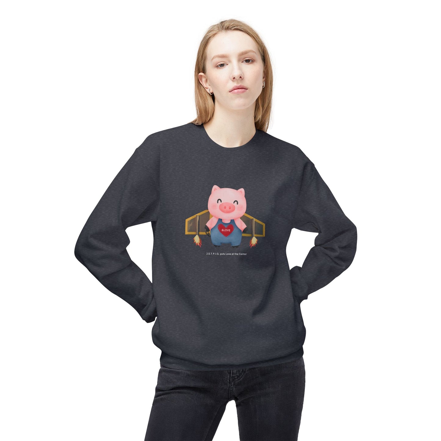 UU JETPIG Unitarian Universalist Sweatshirt - Adult - Unisex Midweight Softstyle Fleece Crewneck Sweatshirt