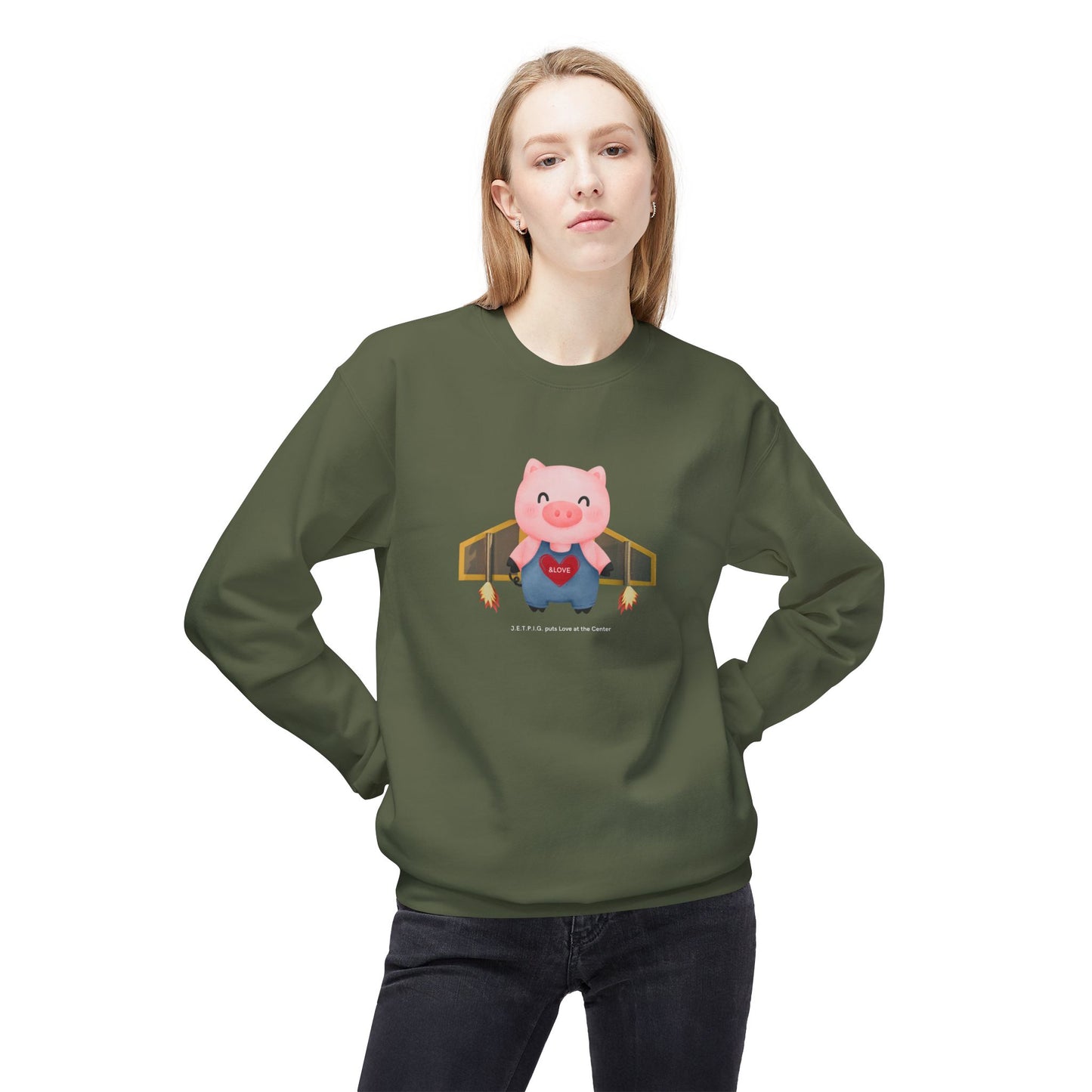 UU JETPIG Unitarian Universalist Sweatshirt - Adult - Unisex Midweight Softstyle Fleece Crewneck Sweatshirt