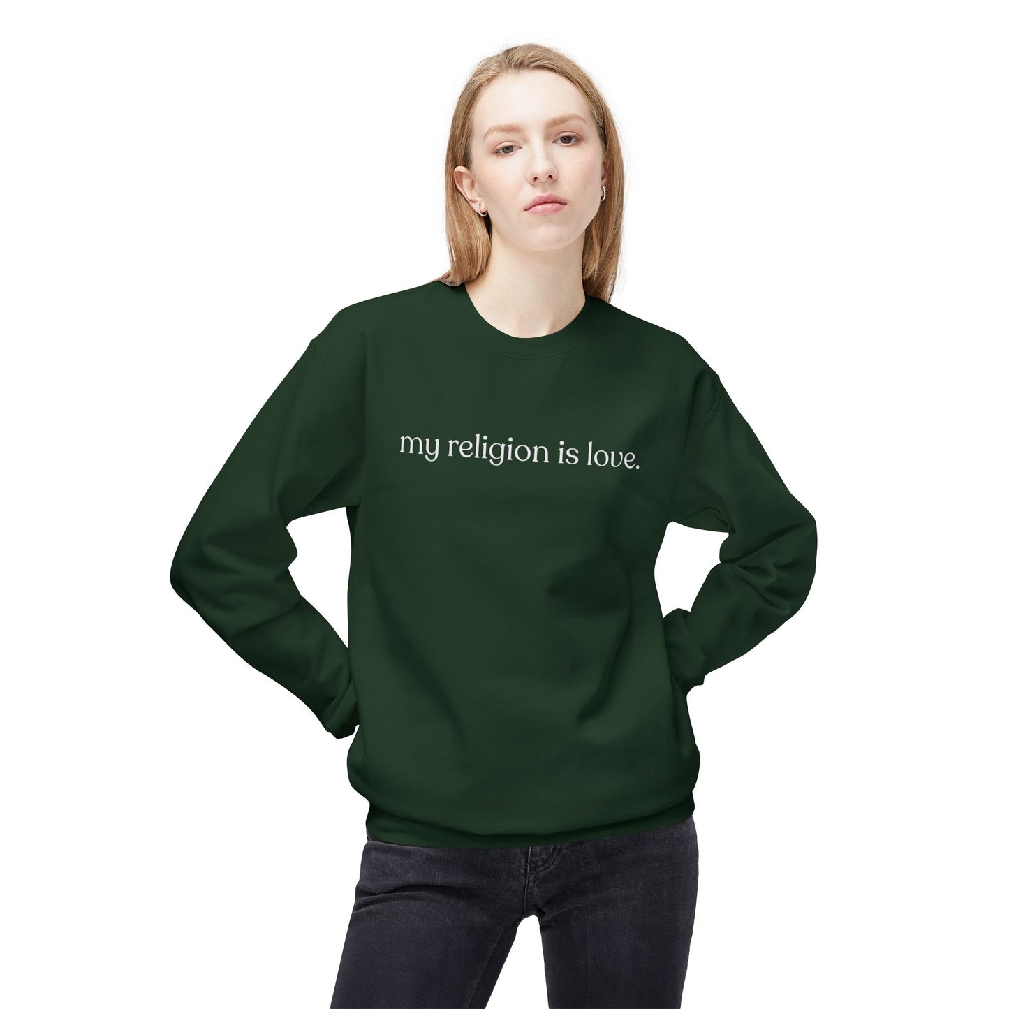 My Religion is Love Sweatshirt - Adult - Unisex Midweight Softstyle Fleece Crewneck Sweatshirt