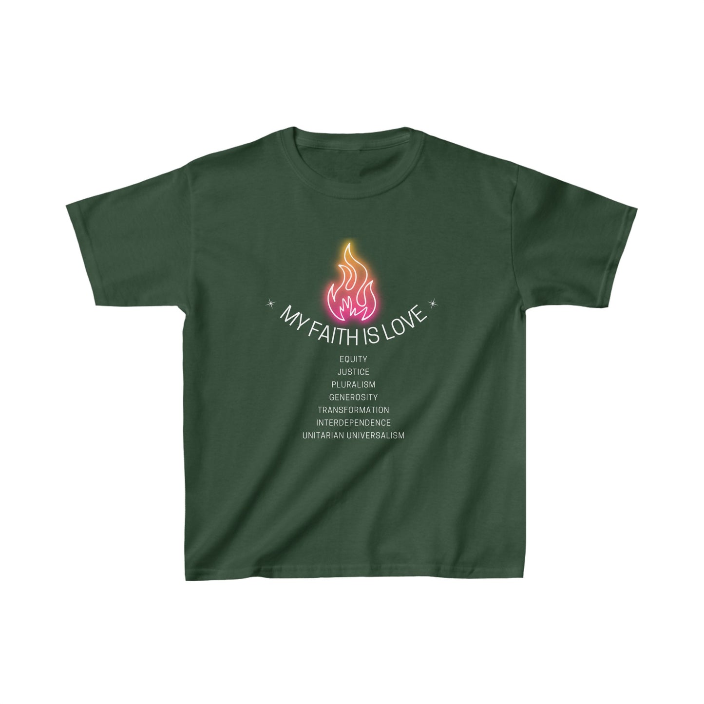 My Faith is Love Chalice UU Values T-Shirt - Kids (Front Only)