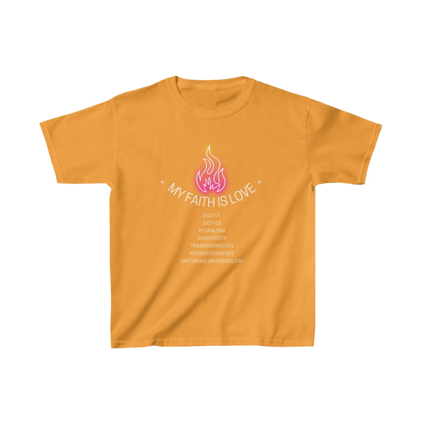 My Faith is Love Chalice UU Values T-Shirt - Kids (Front Only)