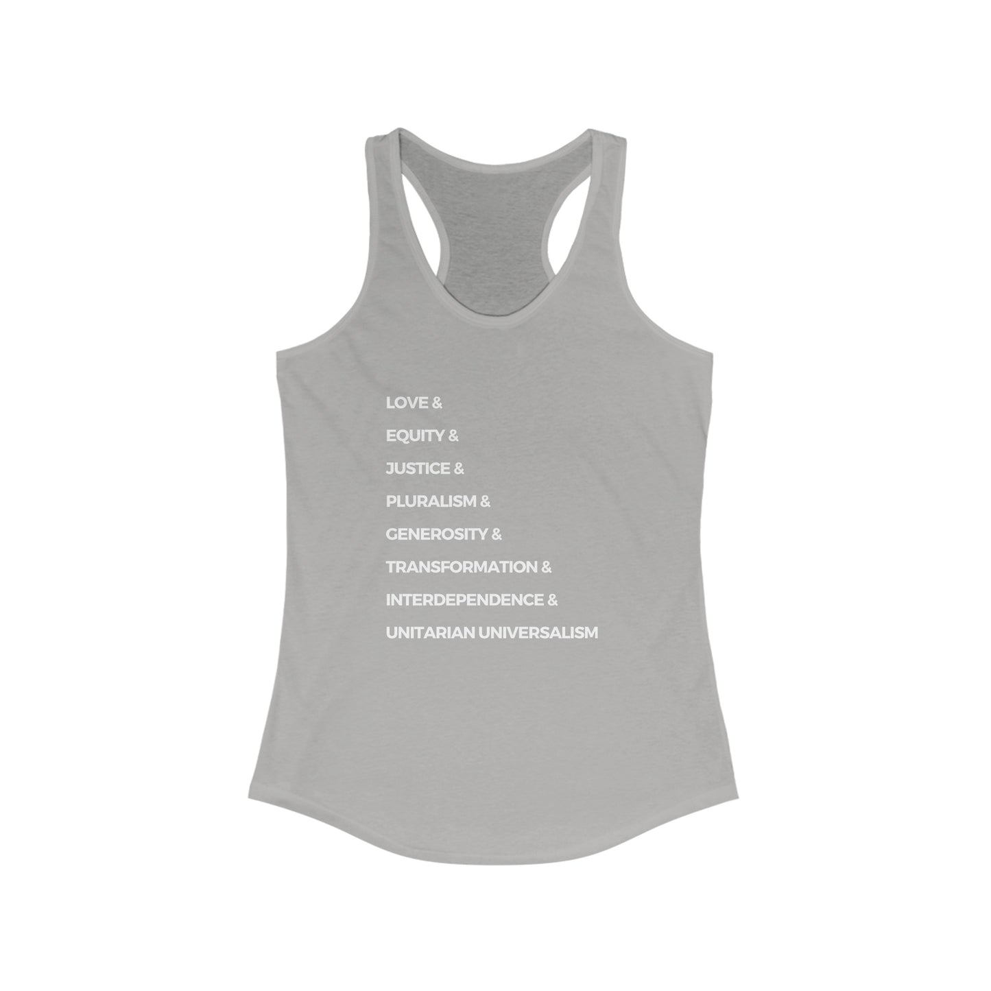 UU Values Racerback Tank - Adult (Front Only)