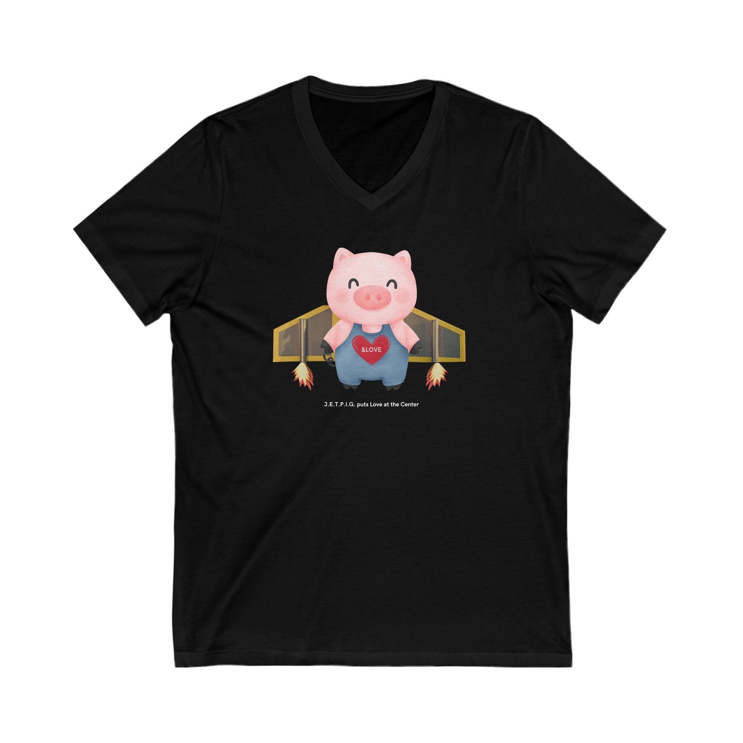 JETPIG Puts Love at the Center V-Neck Tee - Adult (Front Only)