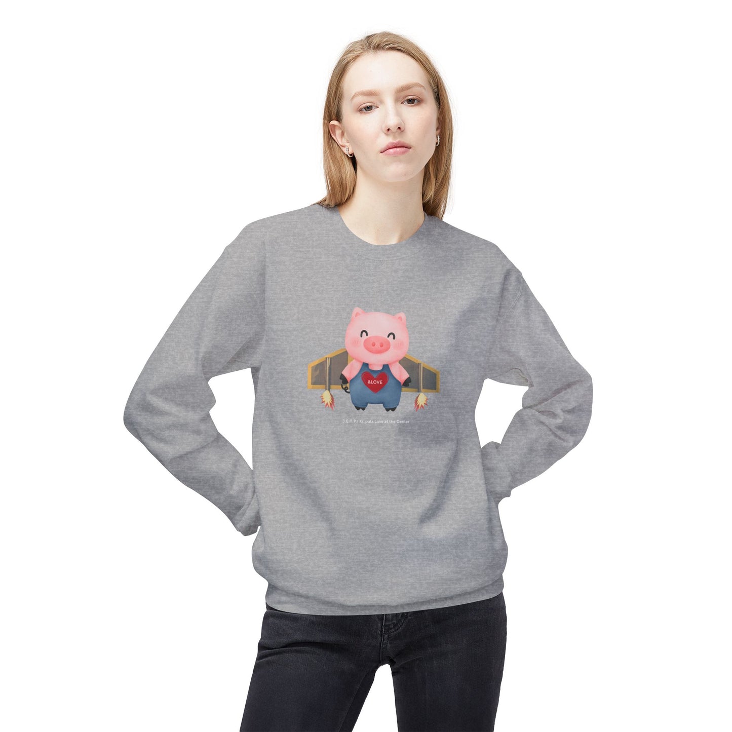 UU JETPIG Unitarian Universalist Sweatshirt - Adult - Unisex Midweight Softstyle Fleece Crewneck Sweatshirt