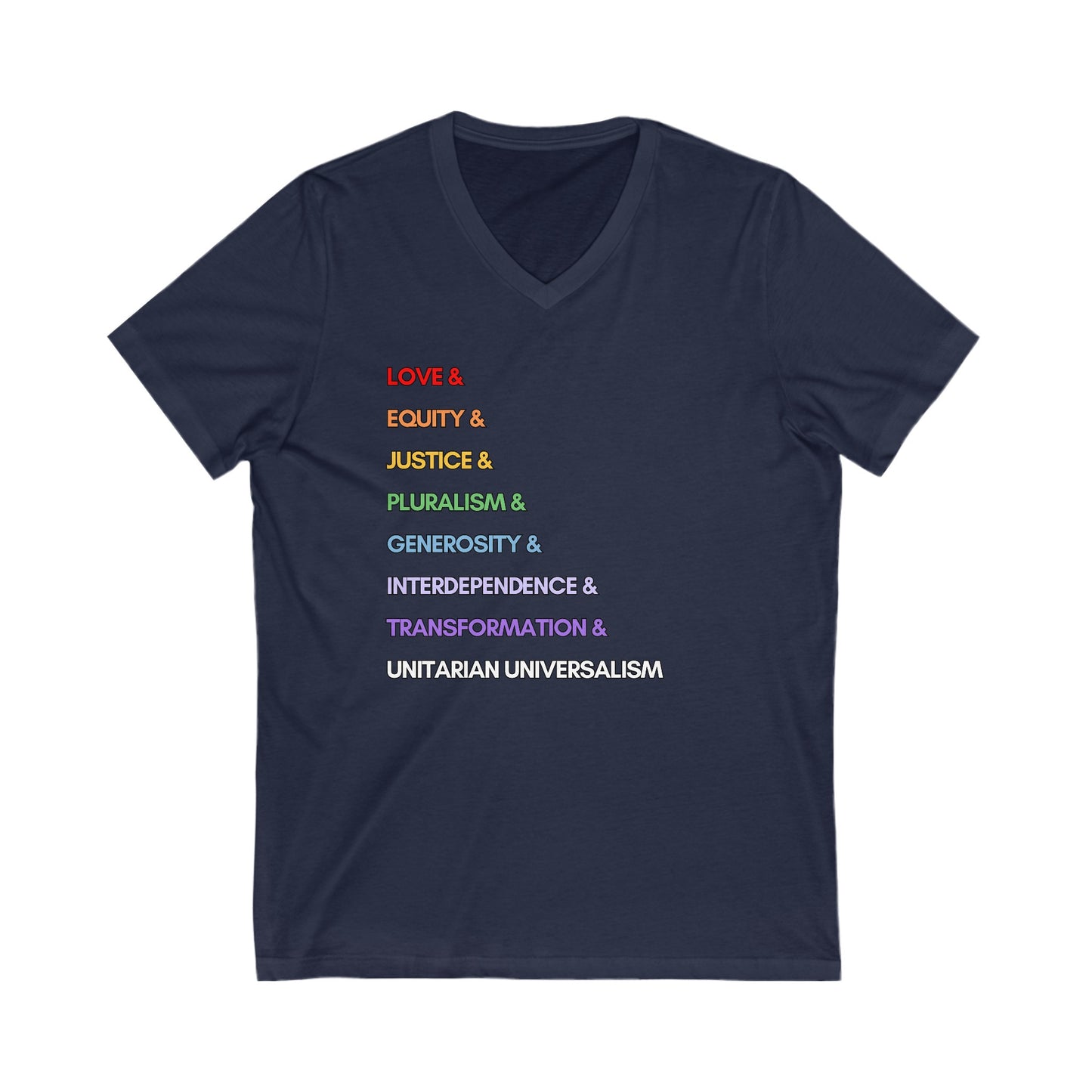 Rainbow UU Values V-Neck Tee - Adult (Front Only)