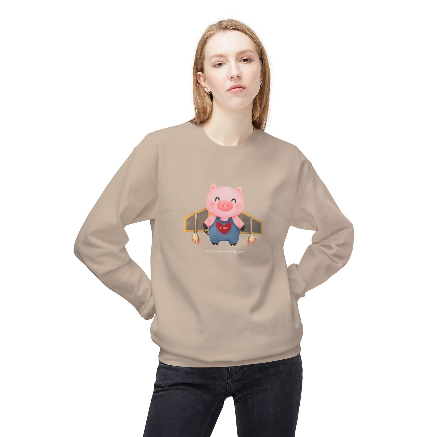 UU JETPIG Unitarian Universalist Sweatshirt - Adult - Unisex Midweight Softstyle Fleece Crewneck Sweatshirt