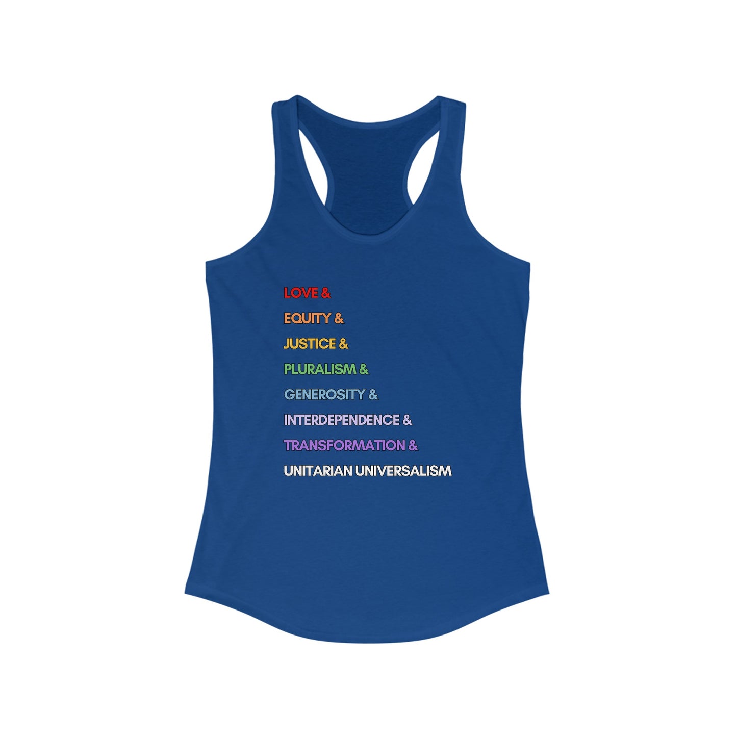 Rainbow UU Values Racerback Tank - Adult (Front Only)