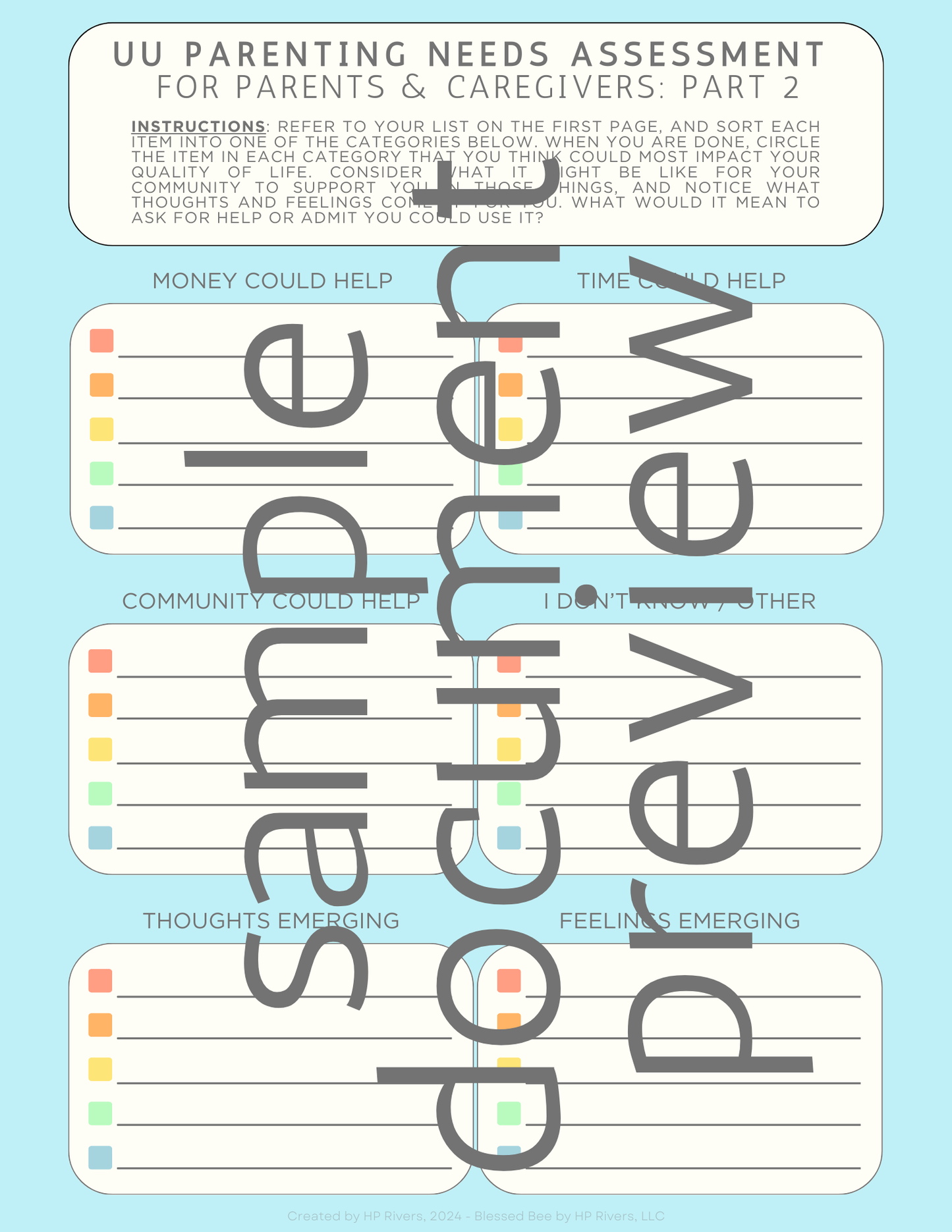 [Digital Download] - UU Parenting Needs Assessment Worksheet